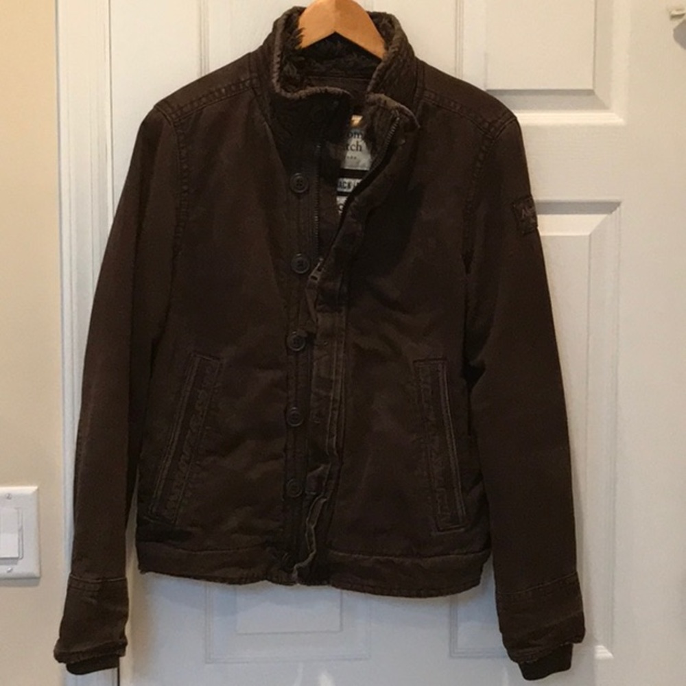Abercrombie & Fitch Rugged Adirondack Jacket Coat Mens Size S Brown Faux Fur
